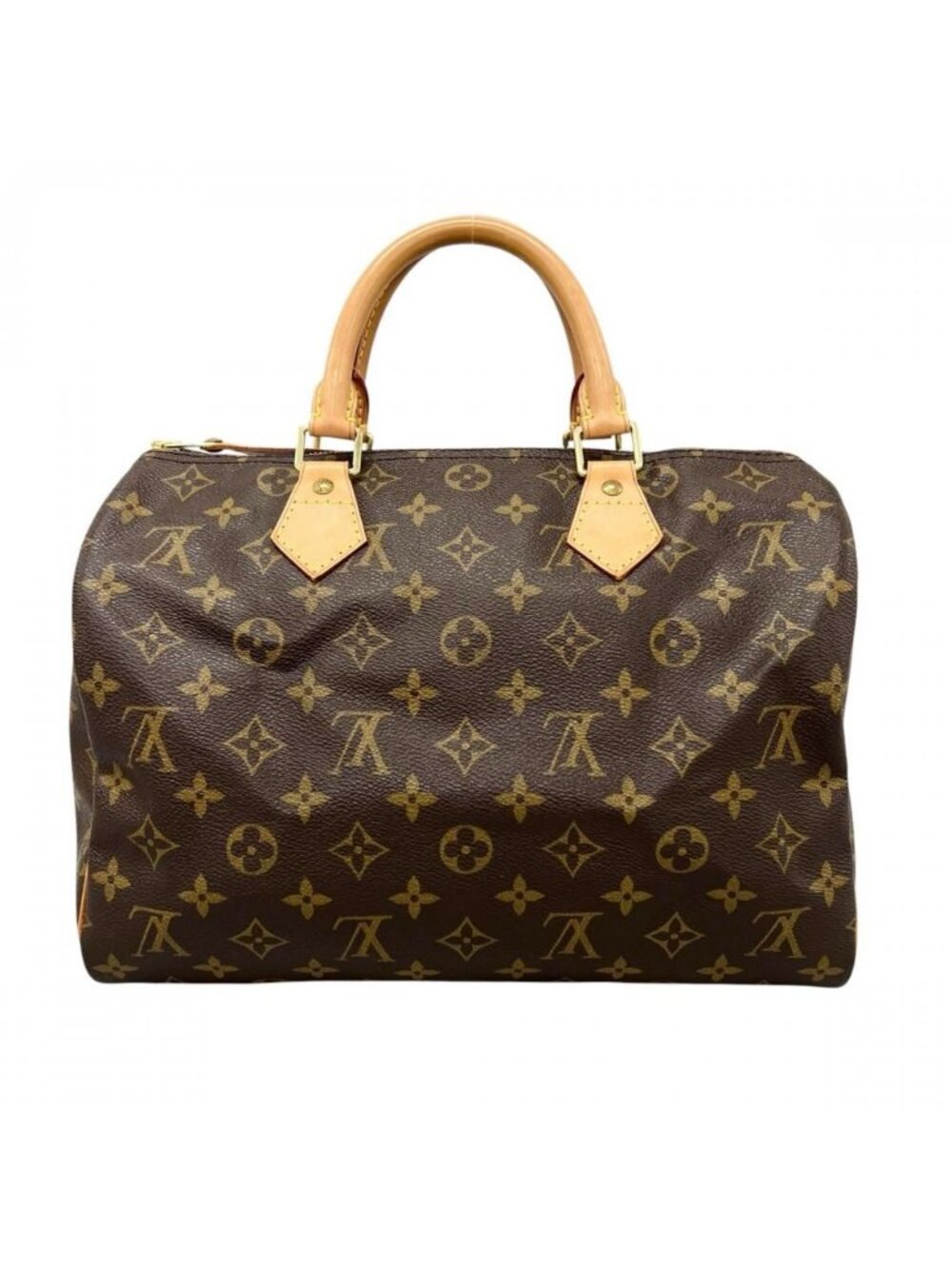 Louis Vuitton Handbag Monogram Speedy 30 LV Logo Brown Gold